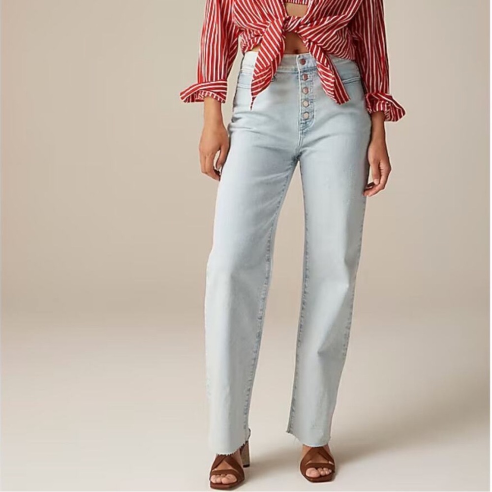 J. Crew Light Wash High-Rise Wide-Leg Jeans